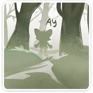 🦊 Ay dibujos animados, personaje, bosque, caminando telegram sticker