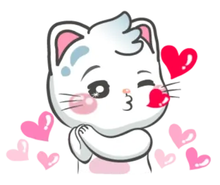 😘 cat, cute, love, heart, kiss, cartoon, adorable, sticker telegram sticker