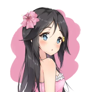 👸 Anime, Ragazza, Fiore, Carino, Rosa telegram sticker