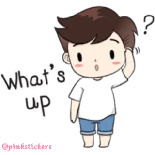🤔 What's up cartoon, question, boy, whats up, sticker telegram sticker
