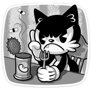 😒 cat, cartoon, middle finger, beans, offensive, food, gesture telegram sticker