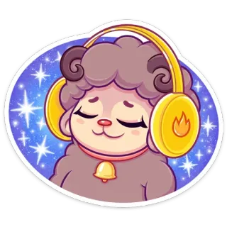 🎧 pecora, cuffie, musica, carino, animale, cartone animato, kawaii telegram sticker