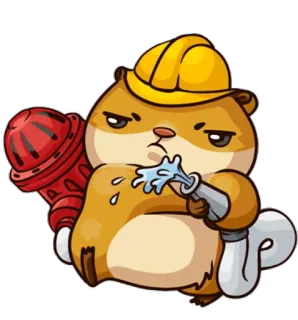 🚒 Hamster, Feuerwehrmann, Cartoon, Tier, Helm, Hydrant, Schlauch telegram sticker