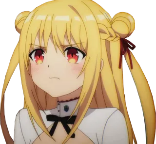 😕 chica anime, pelo rubio, lindo, dibujos animados telegram sticker