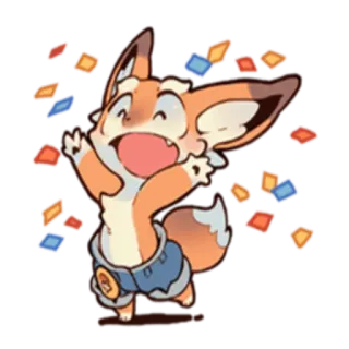 🎉 vos, dier, cartoon, blij, schattig, vrolijk, feest, party telegram sticker