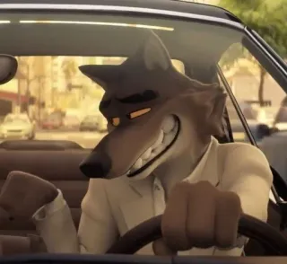 😁 Mr. Wolf The Bad Guys Wolf, Die Gangster Gang, Figur, Cartoon, Autofahren telegram sticker