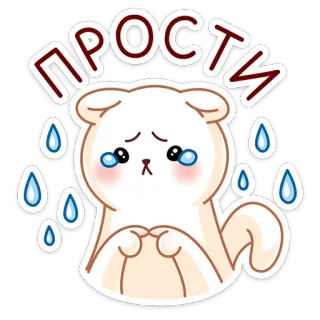 😢 ПРОСТИ извинение, прости, милый, грустный, слёзы, кот, умоляющий telegram sticker