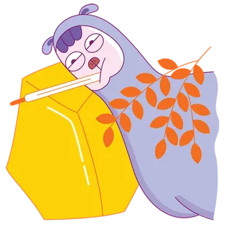 🤒 enfermo, termómetro, mal, dibujos animados, cansado, personaje telegram sticker