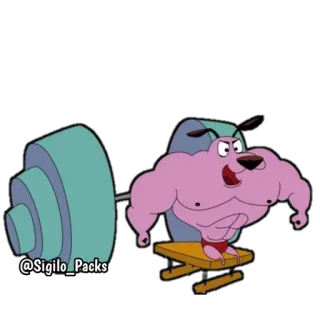 😌 Courage the Cowardly Dog Мультфильм, Тяжёлая атлетика, Фитнес, Кураж трусливый пес, Упражнение telegram sticker