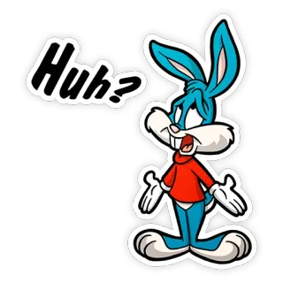 😧 Buster Bunny Tiny Toon Adventures Huh? dessin animé, lapin, expression, question, confus telegram sticker
