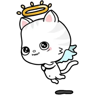 😇 고양이, 천사, 새끼 고양이, 귀여운, 후광, 날개 telegram sticker