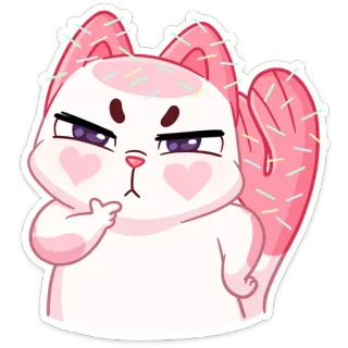 🤔 고양이, 스티커, 귀여운, 분홍색, 만화, 웃긴 telegram sticker