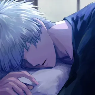 😴 anime, sleep, man, white hair, portrait whatsapp sticker