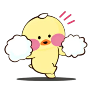🐥 duck, cheerleader, cute, animal, yellow, pom-poms telegram sticker