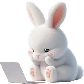 🤓 kelinci, bunny, hewan, laptop, komputer, imut telegram sticker
