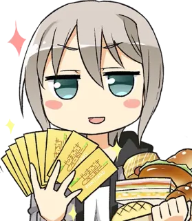 🤑 やさぐれ
Free CARD chibi, anime, manga, kawaii, food, cards whatsapp sticker