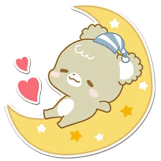 😴 urso, lua, fofo, dormindo, sonho, desenho animado, animal telegram sticker