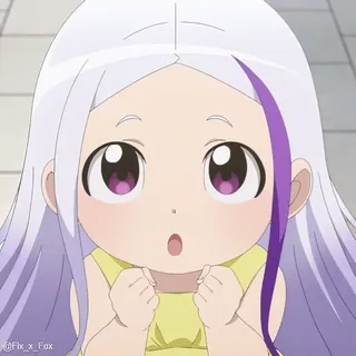 🤩 动漫, 女孩, 可爱, Q版, 震惊, 白发, 紫色的眼睛, 孩子 telegram sticker