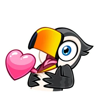 ❤️ pássaro, tucano, coração, amor, desenho animado, animal telegram sticker