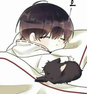 📖 오 durmiendo, anime, niño, gato, kawaii, lindo whatsapp sticker