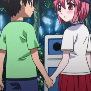 ✂️ Anime, Ragazzo, Ragazza, Tenendosi per mano, Romance telegram sticker