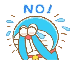 🥇 Doraemon NO! ドラえもん, いいえ, アニメ, アニメ, ステッカー, 泣く, 悲しい telegram sticker