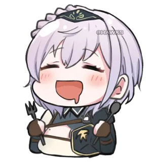 🤤 @HAWKS Anime, Cartone animato, Chibi, Carino, Cameriera, Mangiare whatsapp sticker