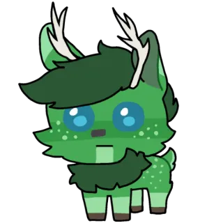 🤪 олень, животное, милый, зеленый, мультфильм, каваи telegram sticker