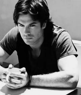 © Ian Somerhalder aktor, potret, hitam putih, pria, selebriti, tampan whatsapp sticker