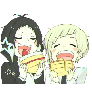 🍰 Anime, Charaktere, Kuchen, Essen, Kawaii, Essen, Freundschaft telegram sticker