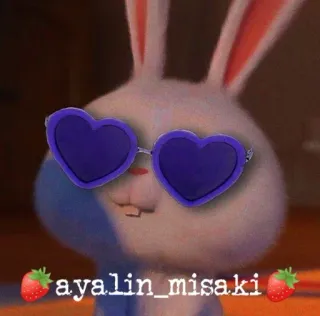 🤓 ayalin_misaki 토끼, 바니, 하트 선글라스, 딸기, 동물, 만화 whatsapp sticker