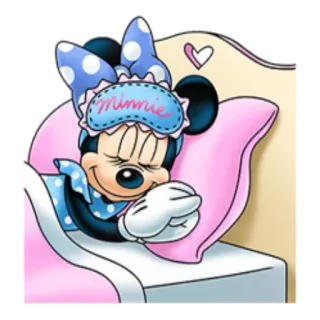 😴 Minnie Mouse Minnie Minnie Mouse, sleeping, cartoon, Disney, sleep mask, bed, cute whatsapp sticker