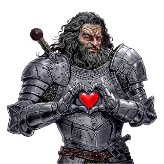 ❤️ 鎧, 戦士, 騎士, 中世, 愛, ハート, 剣, ファンタジー whatsapp sticker