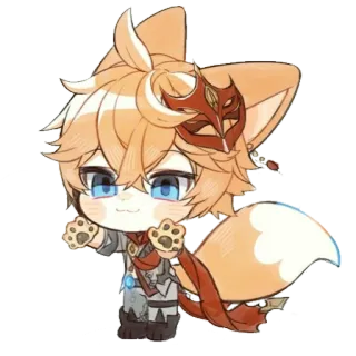 🤗 Tartaglia Genshin Impact Tartaglia, Genshin Impact, Chibi, Renard, Personnage de jeu, Fanart whatsapp sticker