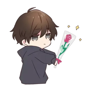 😁 chibi, rose, flower, cute, anime, cartoon telegram sticker