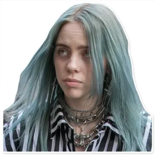 🥺 Billie Eilish Билли Айлиш, певица, знаменитость, музыка, поп-звезда, голубые волосы telegram sticker