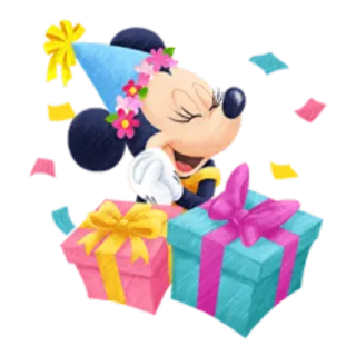 🎁 Minnie Mouse Минни Маус, Дисней, день рождения, вечеринка, праздник, мультфильм telegram sticker