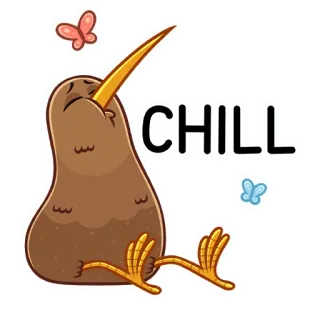 ☺️ CHILL Киви, Расслабление, Релакс, Бабочка, Милый, Мультфильм, Животное telegram sticker