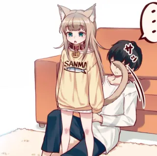 🐾 SANMA Anime, Ragazza gatto, Kawaii, Manga, Antropomorfo, Carino whatsapp sticker