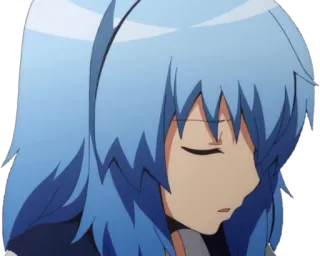 😑 anime, ragazza, capelli blu, triste, emozione telegram sticker