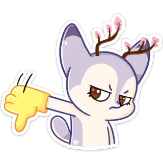 👎 desenho animado, adesivo, polegar para baixo, não gosto, animal, ilustração telegram sticker