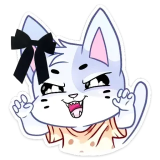 😡 猫, 漫画, 動物, ステッカー, 可愛い, リボン, 陽気 telegram sticker