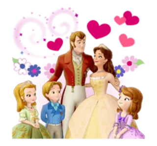 💞 Sofia the First famille, dessin animé, coeurs, enfants, personnages telegram sticker