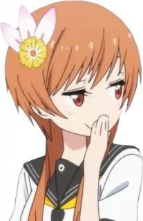 😆 Anime, Chica, Personaje, Sonriendo, Flor, Lindo telegram sticker