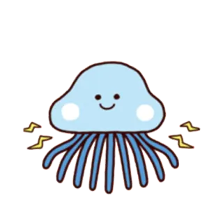 🐙 jellyfish, cute, cartoon, sea, animal, ocean, blue telegram sticker