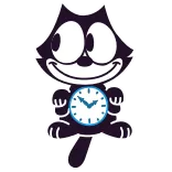 ⏰ Felix the Cat gato, desenho animado, personagem, vintage, animação, relógio whatsapp sticker