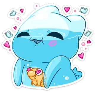 😍 Cartone animato, Carino, Pesce, Cuori, Divertente, Animato, Illustrazione telegram sticker