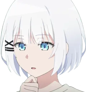 🤔 Siesta The Detective Is Already Dead Anime, Dziewczyna, Siesta, Białe włosy, Niebieskie oczy, Detektyw już nie żyje, Waifu telegram sticker