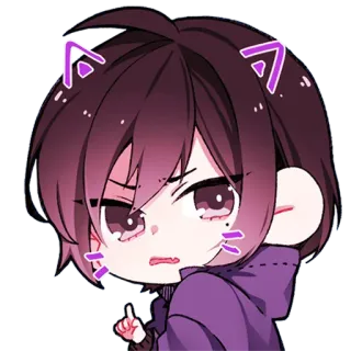 😾 Anime, Mangá, Personagem, Orelhas de gato, Gesto com o dedo whatsapp sticker
