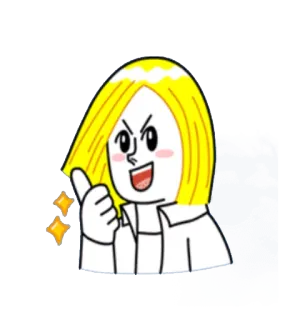 👍 pouce levé, positif, dessin animé, approbation, femme, blonde whatsapp sticker